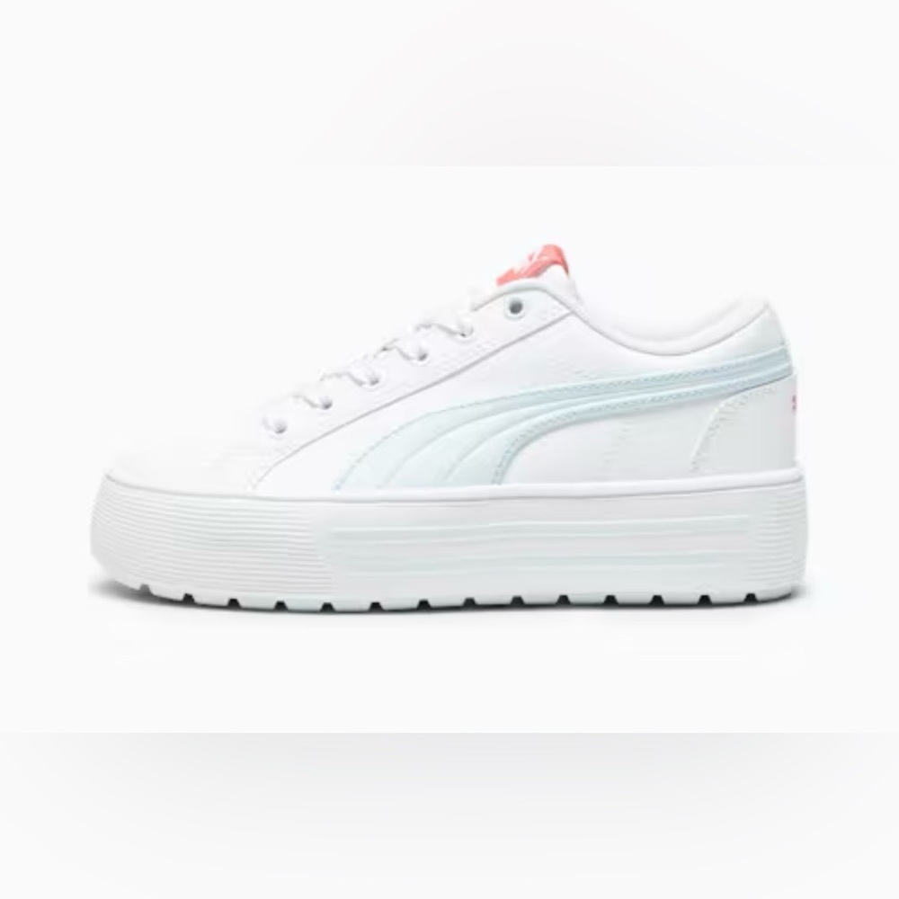 Puma Women's White and Light Blue Sneakers, platform.